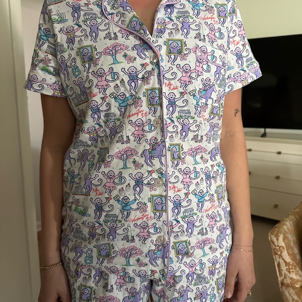Roller Rabbit DC Monkey Print Short Sleeve Pajama Set